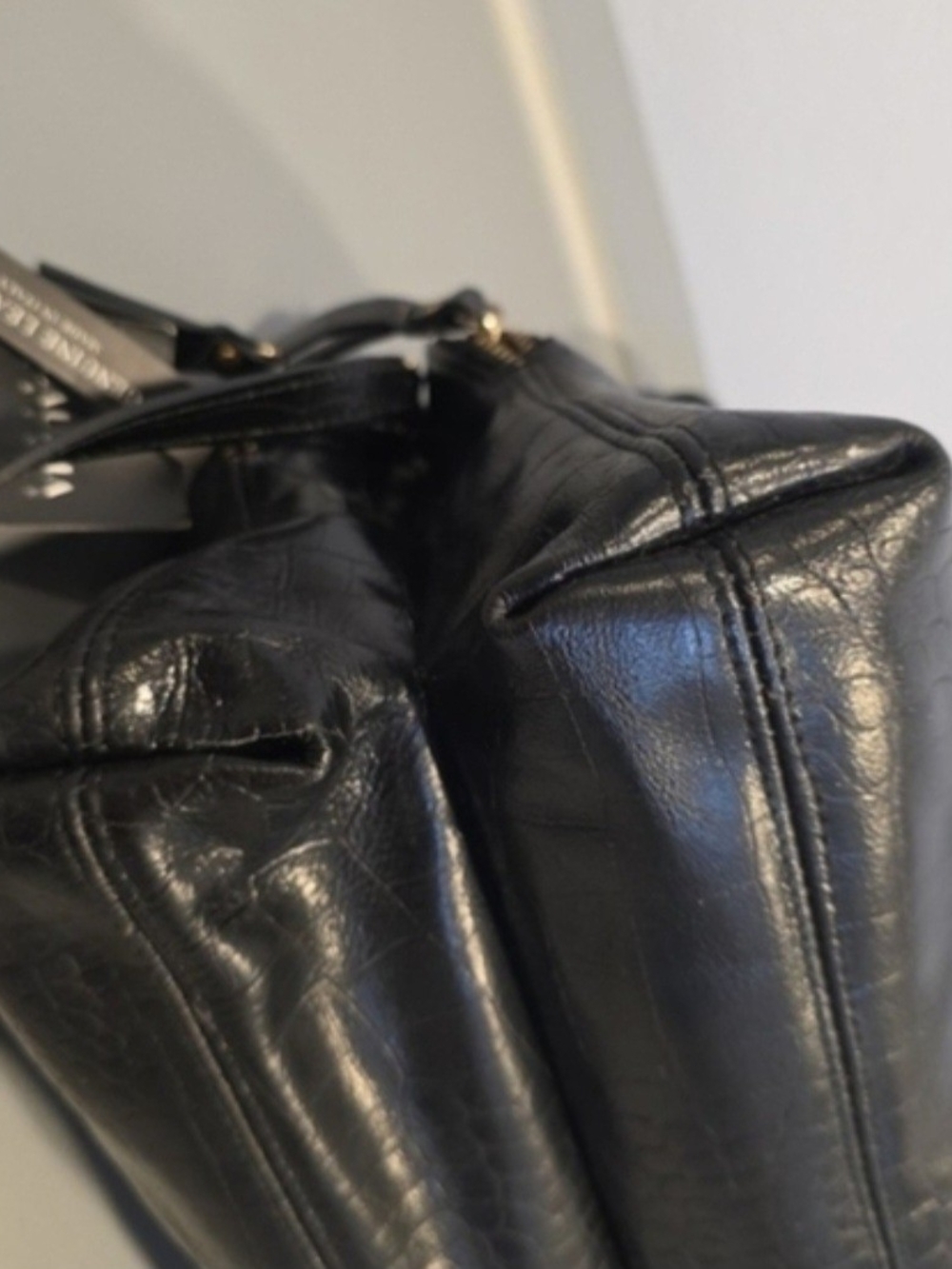 Claudia Firenze Italy Black Leather Shoulder Bag With Gold Chain - Picture 8 of 16